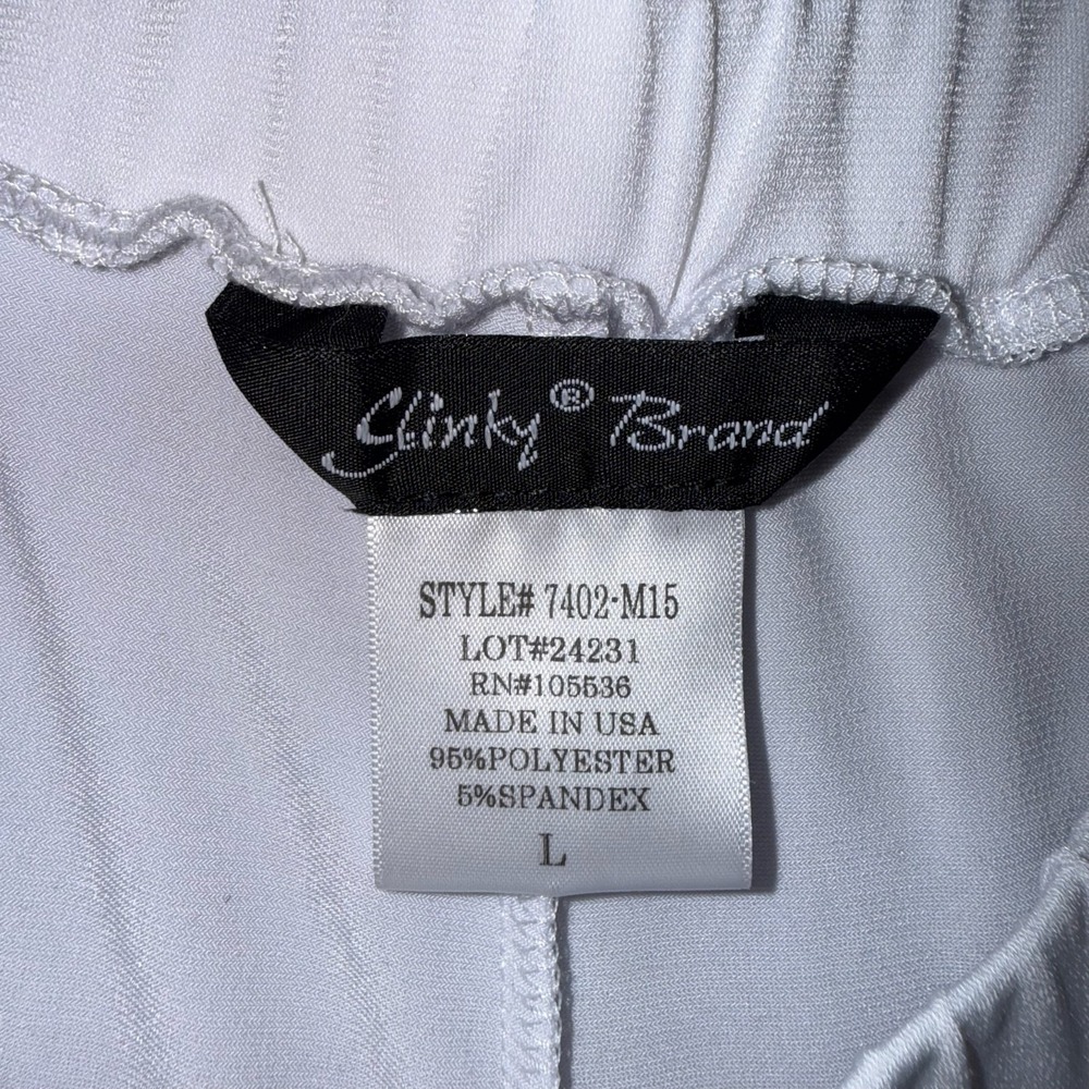 Slinky Brand Wide Leg Pull On Lounge Pants Women's Size L White Style# 7402-M15 - Picture 3 of 4